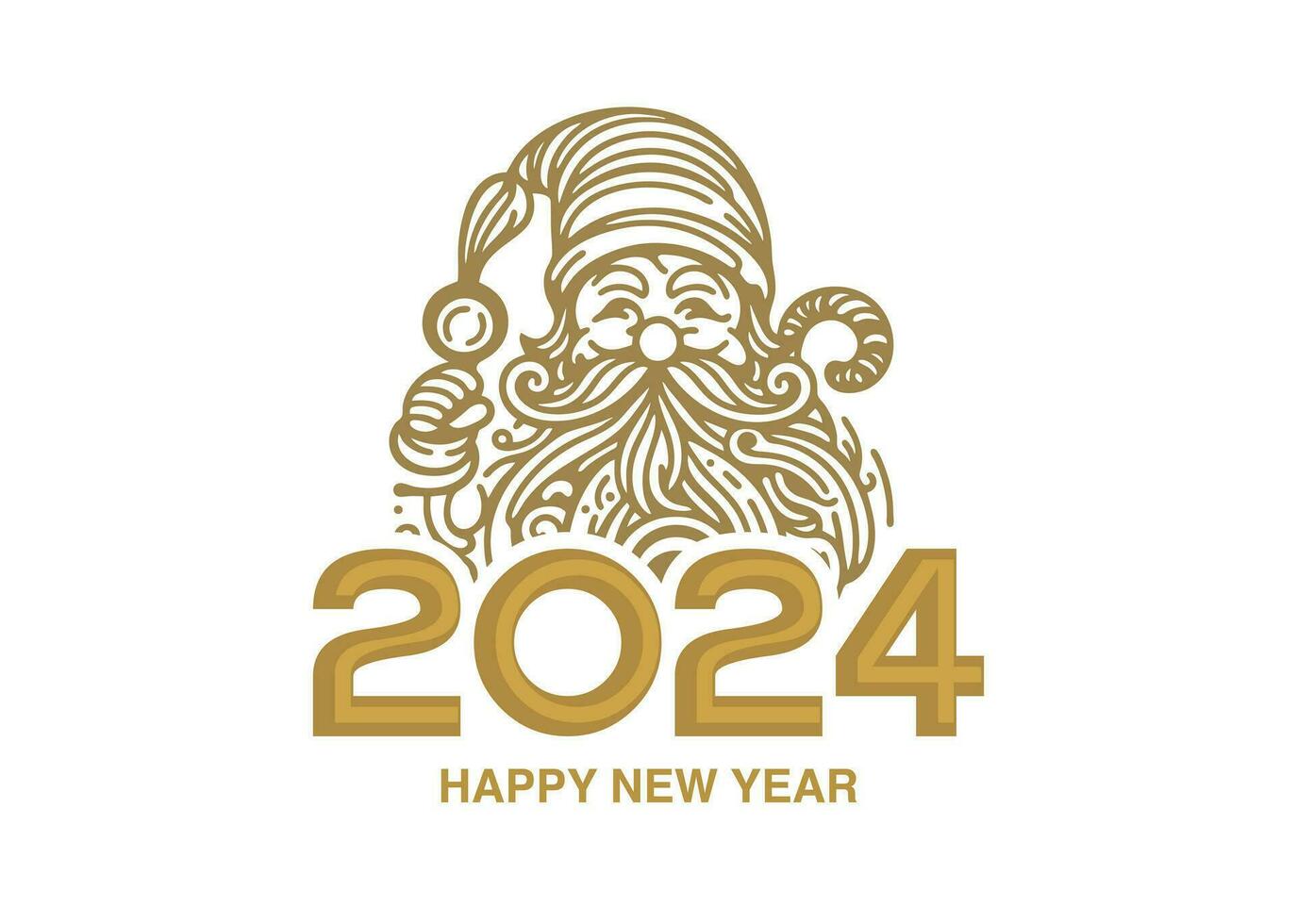 Santa claus abstrakt Logo Zeichnung glücklich Neu Jahr 2024 einfach elegant Gruß Karte vektor