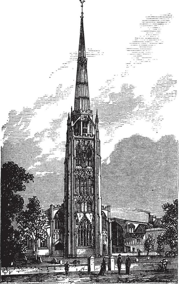 Coventry Kathedrale oder Heilige Michaels Kathedrale im England, vereinigt Königreich, Jahrgang Gravur vektor