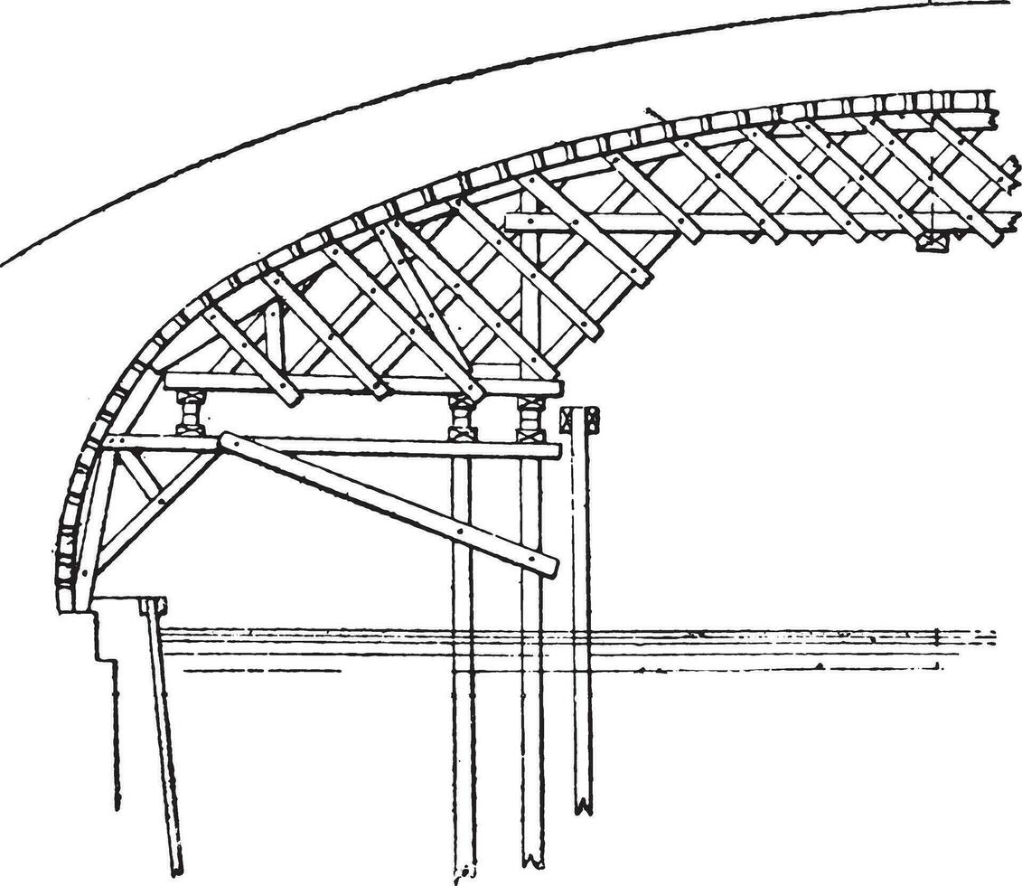 galge valv av punkt du jour viadukt paris, årgång gravyr. vektor