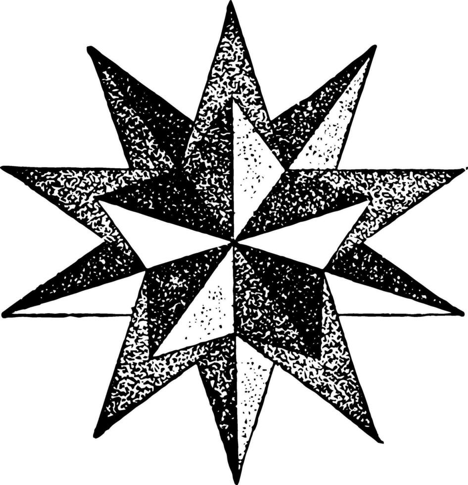 stellated dodekaeder årgång illustration. vektor