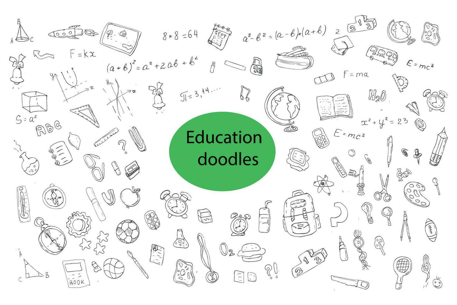 utbildning klotter eller tillbaka till skola uppsättning av element vektor