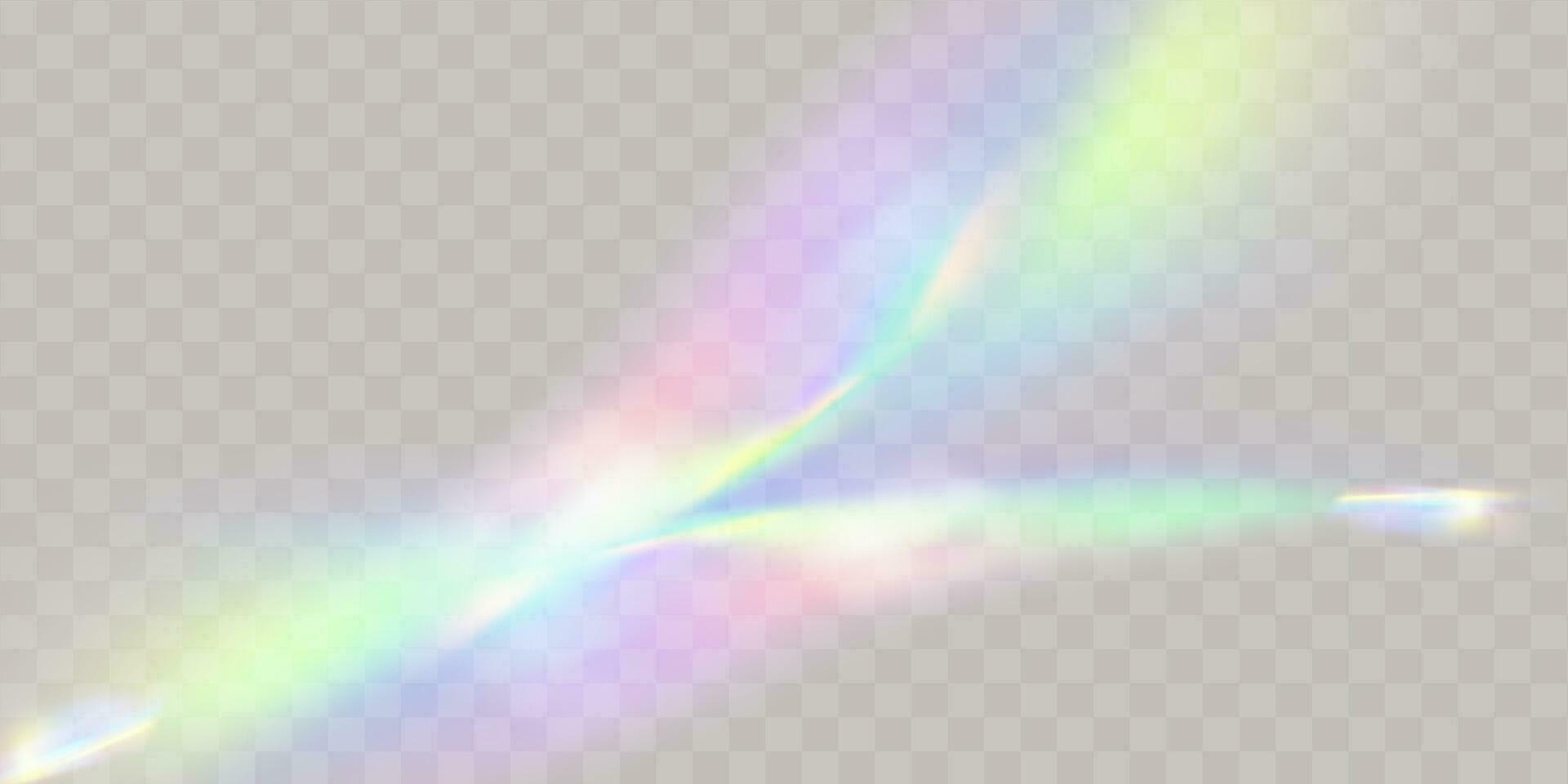 ein einstellen von bunt Vektor Linse, Kristall Regenbogen Licht und Fackel transparent Effekte.Overlay zum hintergründe.dreieckig Prisma Konzept.