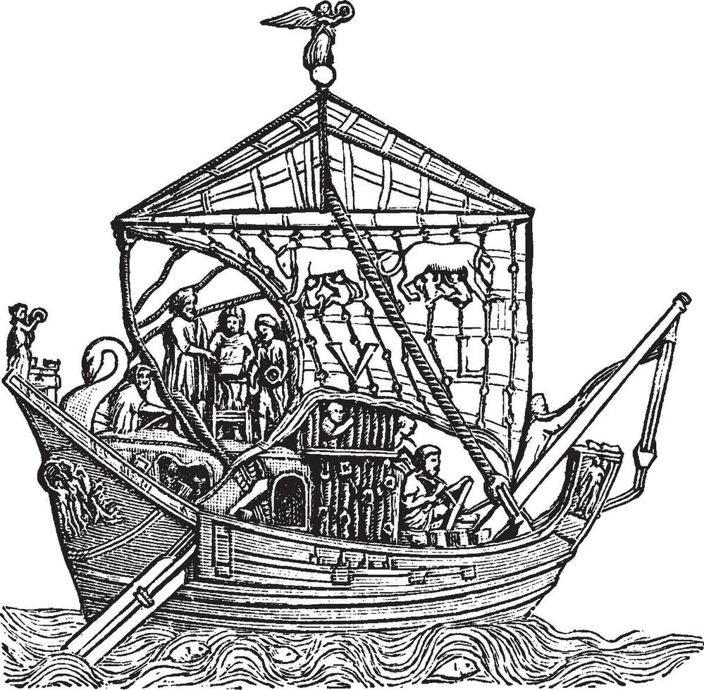 handel fartyg, årgång illustration. vektor