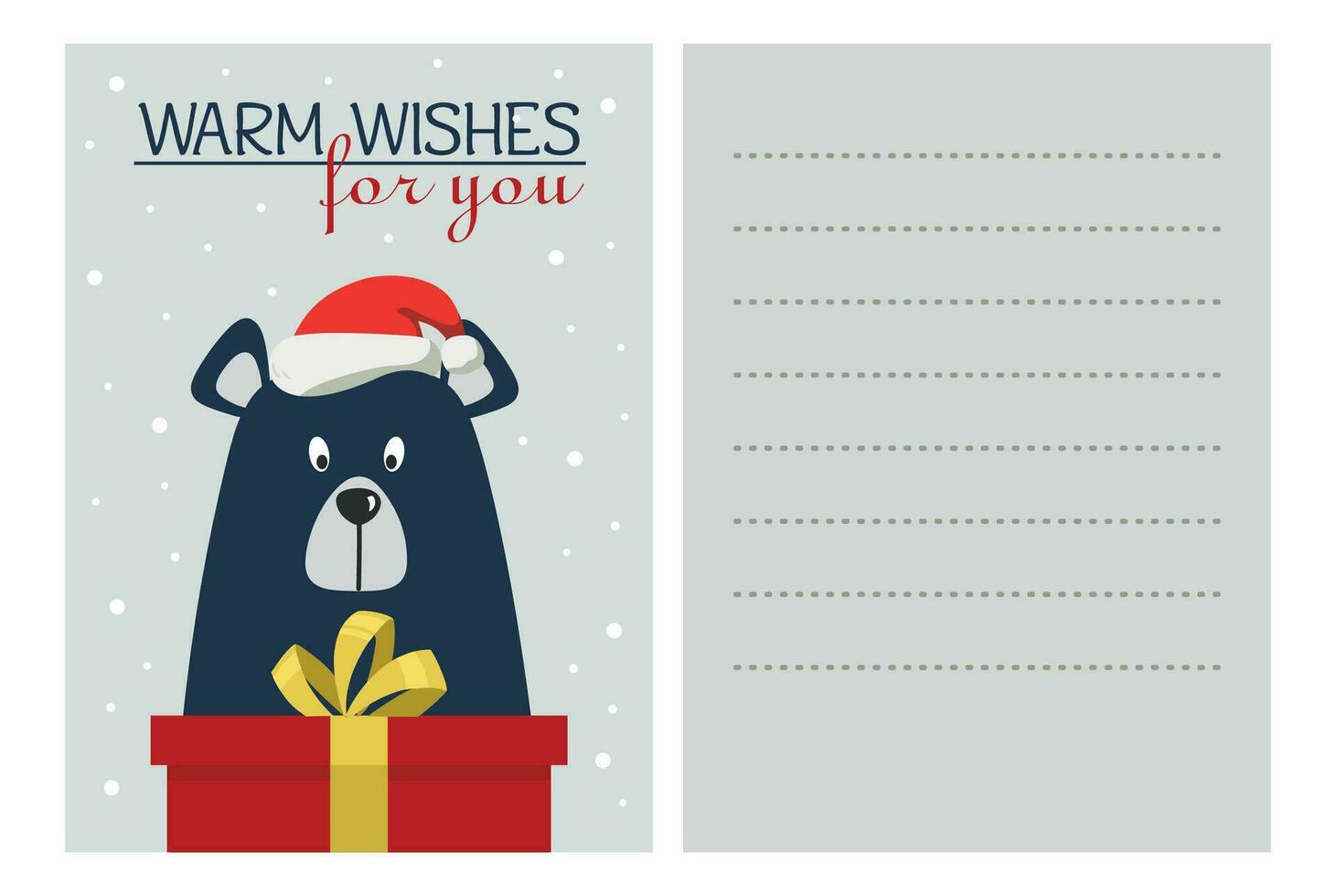 süß Weihnachten Postkarte mit schwarz Bär vektor