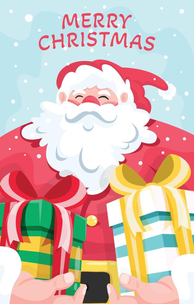 Cartoon glücklicher Weihnachtsmann mit Geschenken Konzept vektor