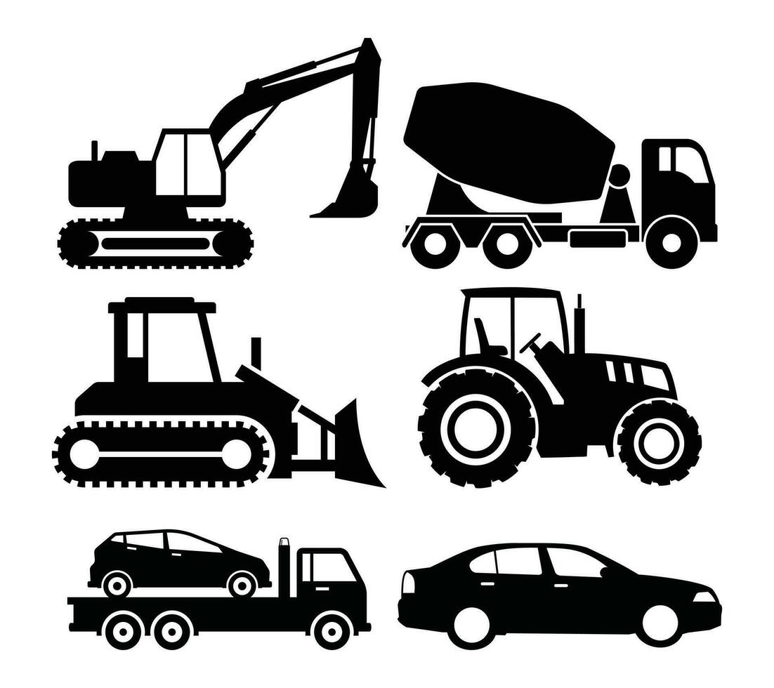 Konstruktion LKW und Konstruktion Werkzeuge Vektor Symbol Illustration