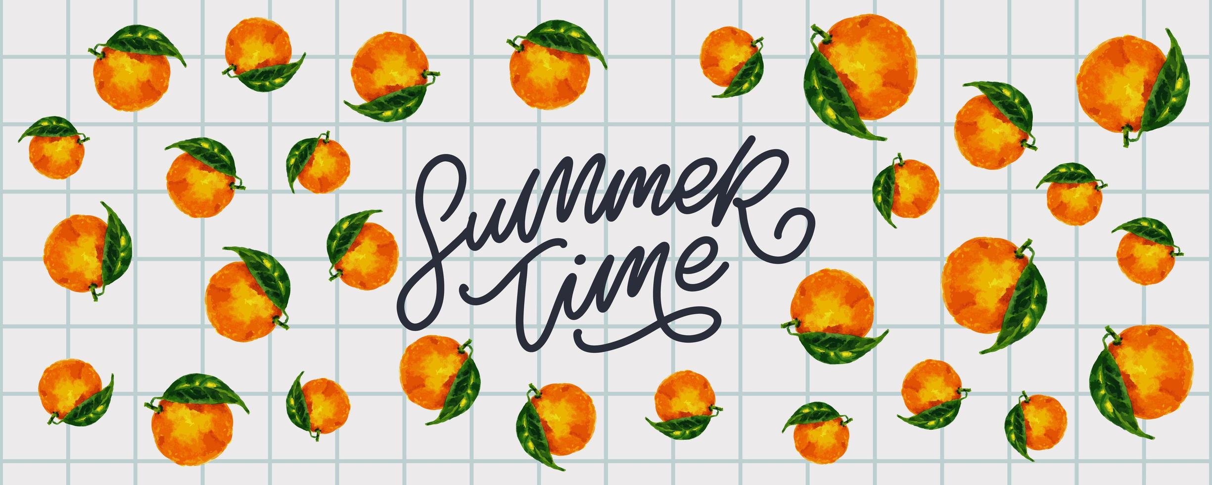 Sommerverkaufsfahne mit orangefarbenem Buchstabenvektor der Früchte vektor