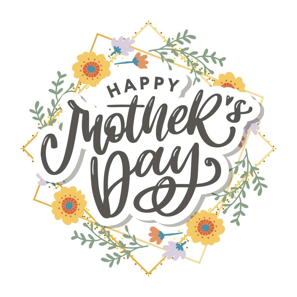 Elegantes Grußkartendesign mit stilvollem Text zum Muttertag auf farbenfrohem, blumenverziertem Hintergrund. vektor