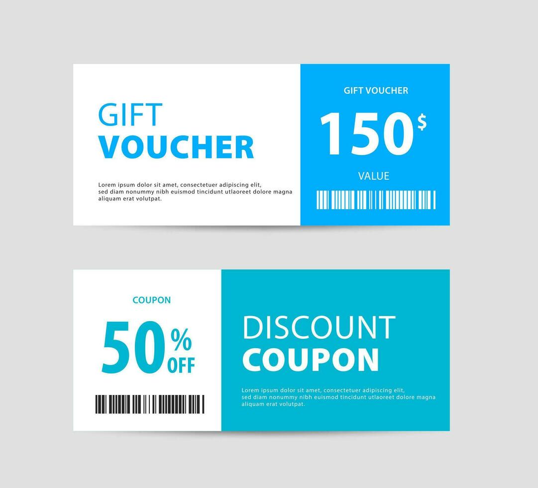 vektor gåva voucher mall. modern gåva kort, rabatt kupong design. minimalistisk bakgrund med PR koda text