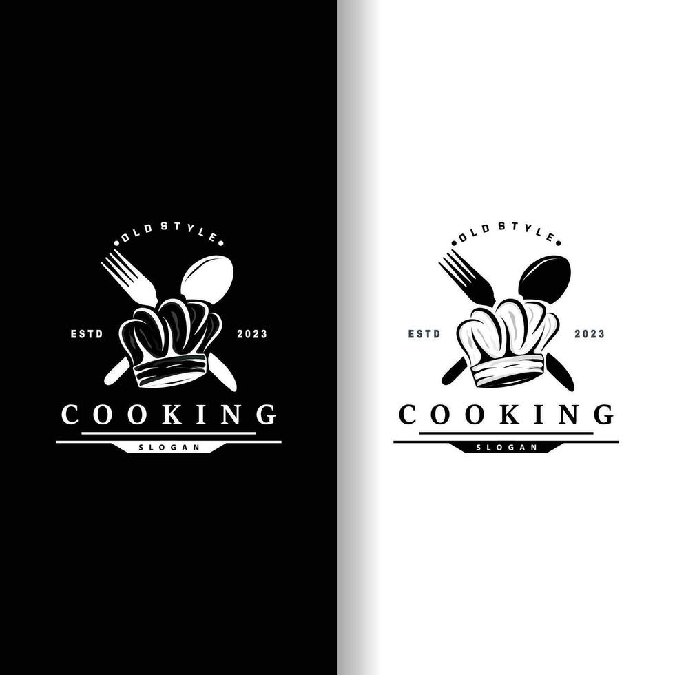 Koch Logo Design Kochen Inspiration und Koch Hut mit einfach Linien zum Restaurant Geschäft Marken vektor