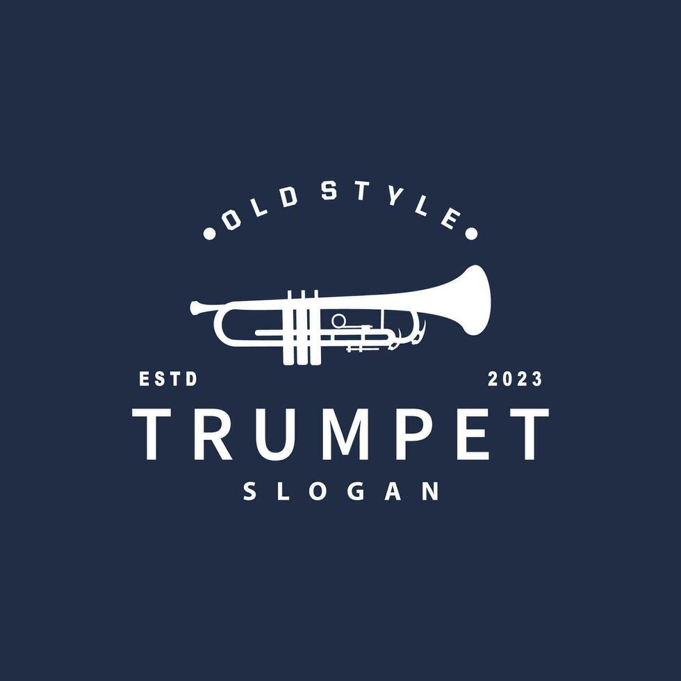 enkel varumärke silhuett design mässing musikalisk instrument trumpet, klassisk jazz trumpet logotyp vektor