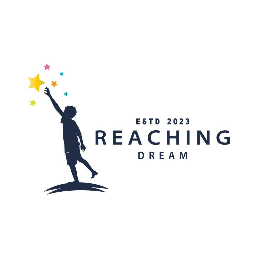 Traum Logo, Kinder Traum Inspiration Design, Spaß Lernen Star erreichen Vektor, Kinder Traum Logo Vorlage vektor