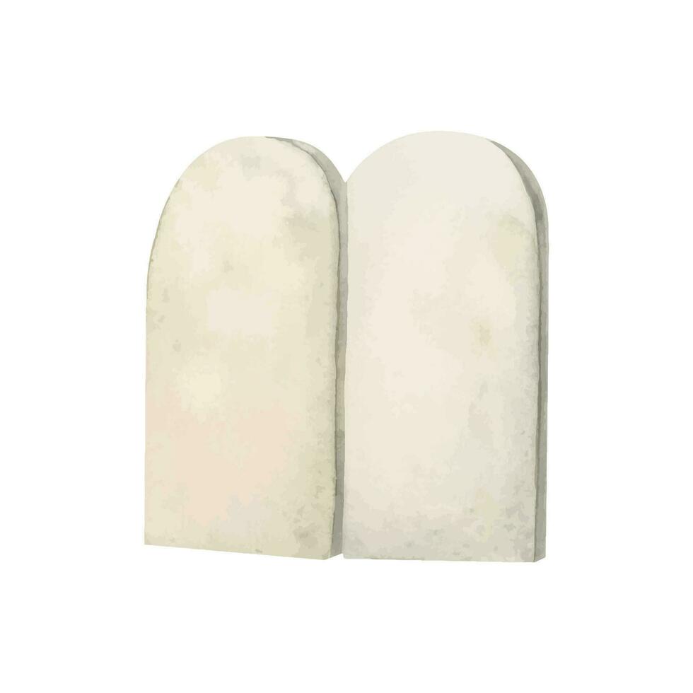 Grabstein leer Vorlage Aquarell Vektor Illustration. Grabstein Tablets einfach skizzieren zum Heer Friedhof