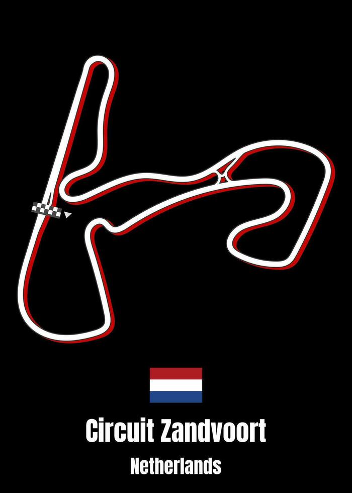 Schaltkreis Zandvoort, Niederlande Karte Poster vektor