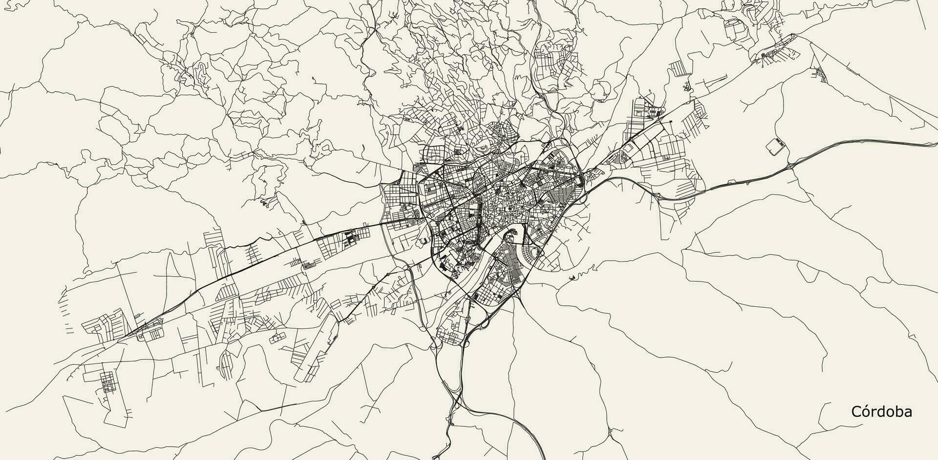 vektor stad väg Karta av Cordoba, Spanien