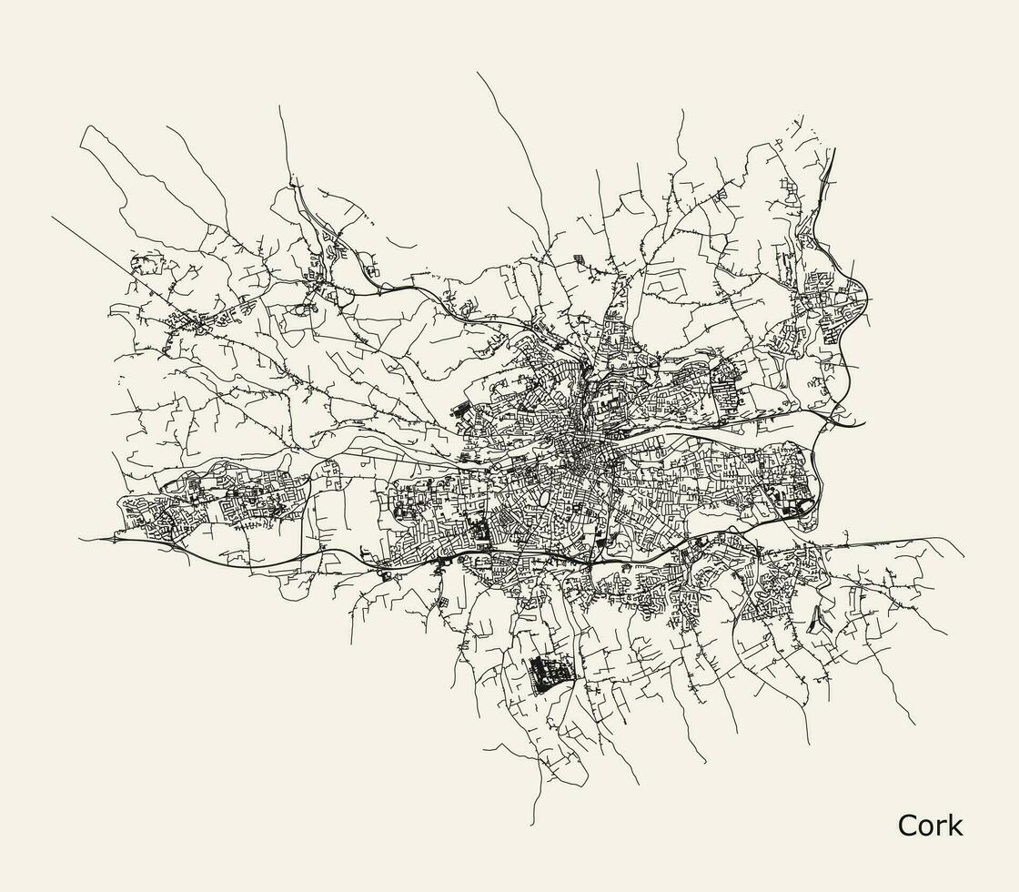 Vektor Straße Stadt Karte Kork, Irland