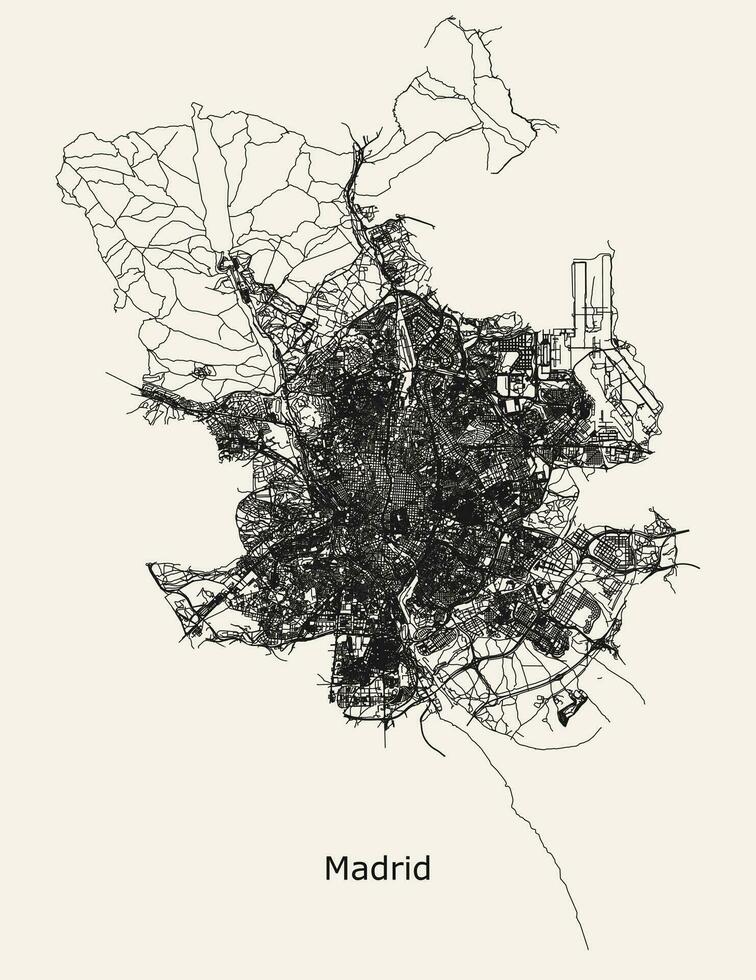 Vektor Stadt Straße Karte von Madrid, Spanien