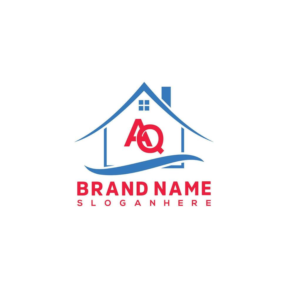 aq Brief Logo Design mit Haus Symbol. echt Nachlass Logo Vorlage vektor