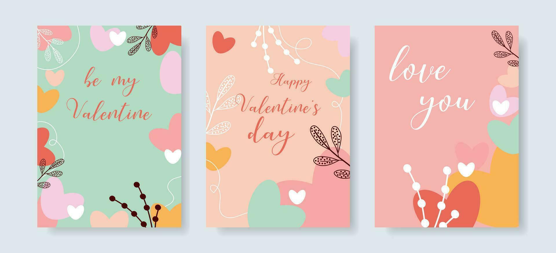 Sammlung von Valentinsgrüße. glücklich Valentinstag Tag. Banner, Postkarte zum Valentinstag Tag. vektor