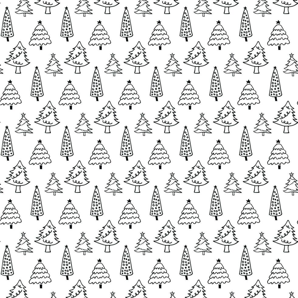mönster vinter, jul, sömlös, med gran träd, klotter stil. mönster på de swatch panel. vektor