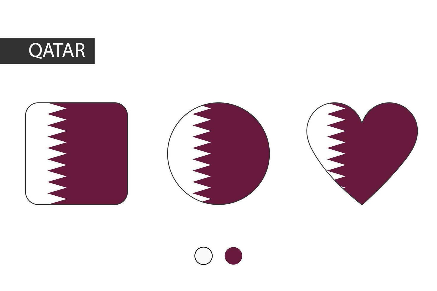 Katar 3 Formen Quadrat, Kreis, Herz mit Stadt Flagge. isoliert auf Weiß Hintergrund. vektor