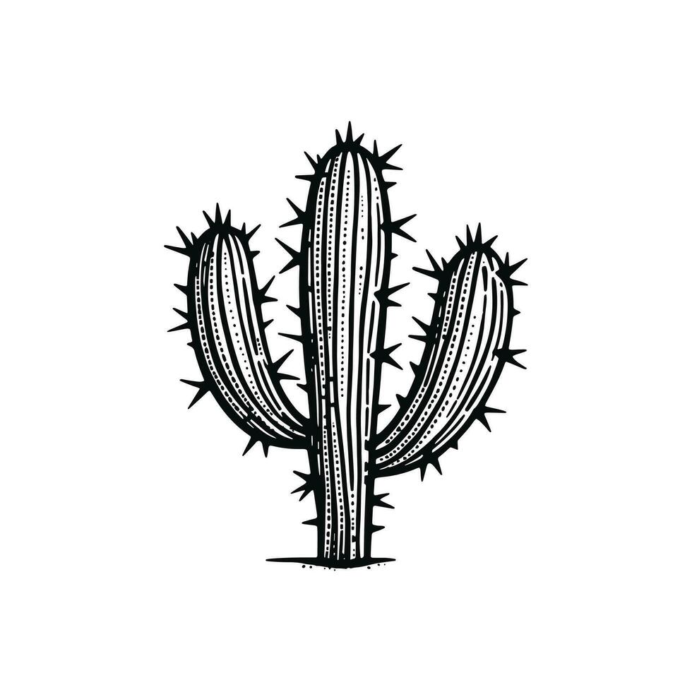 vektor hand dragen kaktus klotter mexikansk nopal vektor illustration isolerat på vit bakgrund