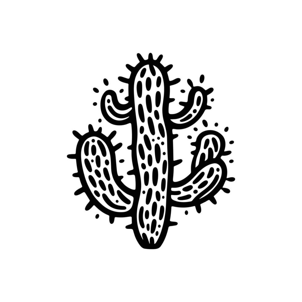 vektor hand dragen kaktus klotter mexikansk nopal vektor illustration isolerat på vit bakgrund