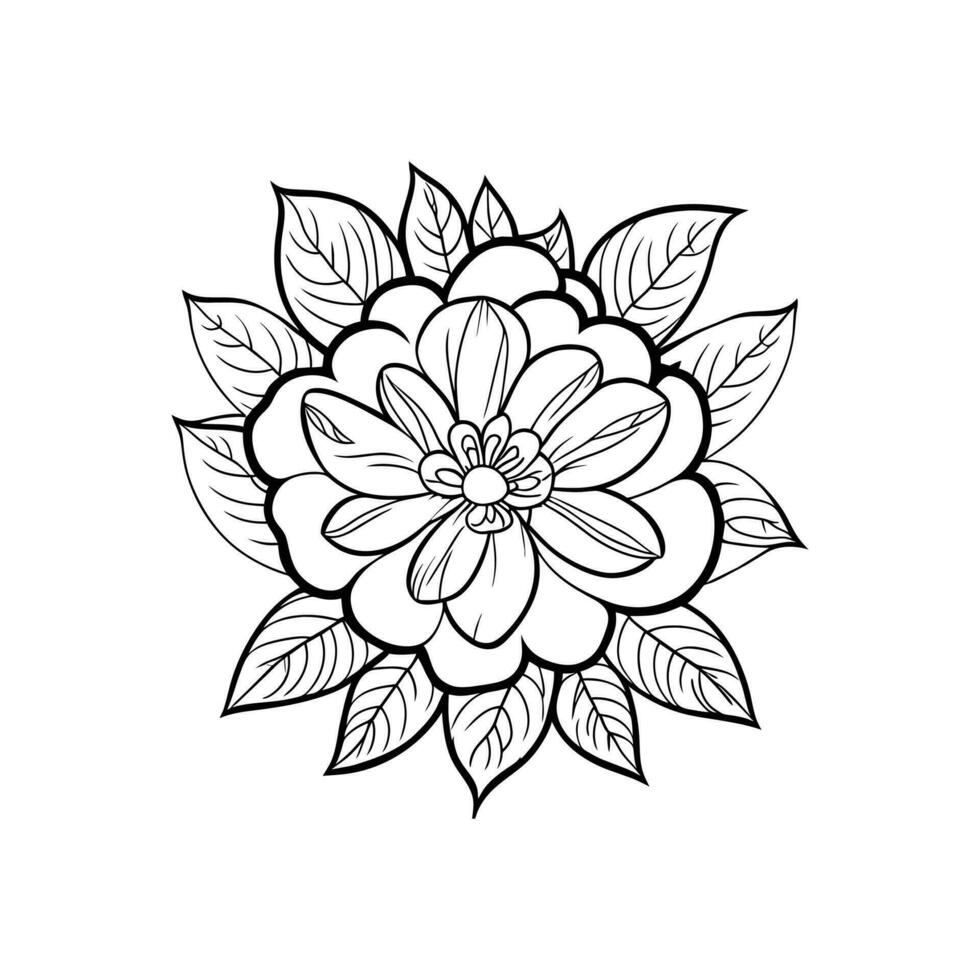 vektor skön hand dragen enda svart och vit blomma översikt isolerat på vit bakgrund vektor konst