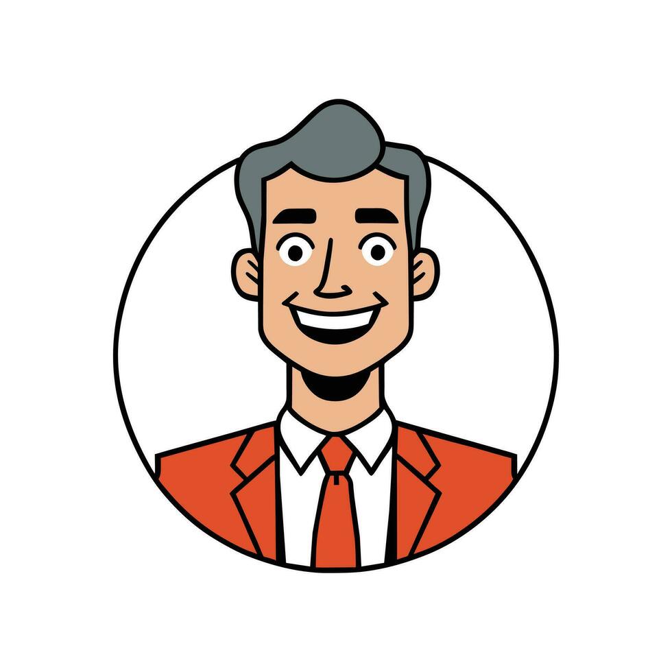 porträtt av en Lycklig företag man avatar i hand dragen klotter tecknad serie stil vektor illustration
