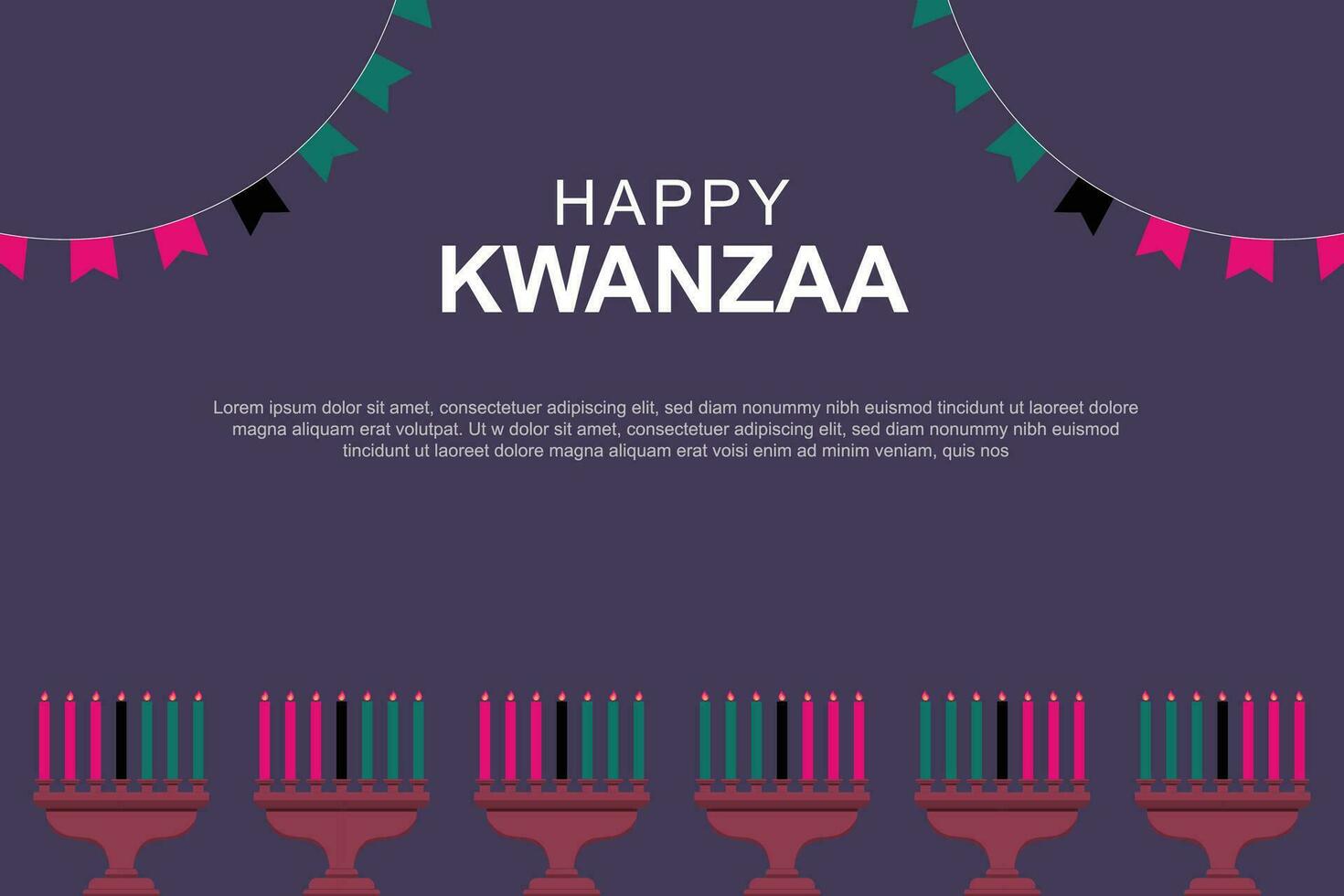 glücklicher Kwanzaa-Hintergrund. Design mit Kerze und Früchten. vektor
