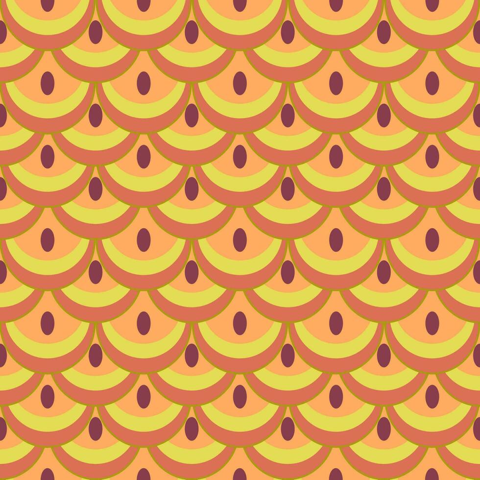 Orange Fisch Rahmen Linien auf ein nahtlos Muster Hintergrund. Runde Fliesen mit Meerjungfrau Schwanz Muster zum Dekoration. vektor