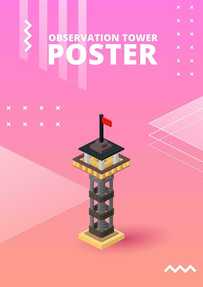 Überwachung Turm Poster zum drucken und Design. Vektor Illustration.