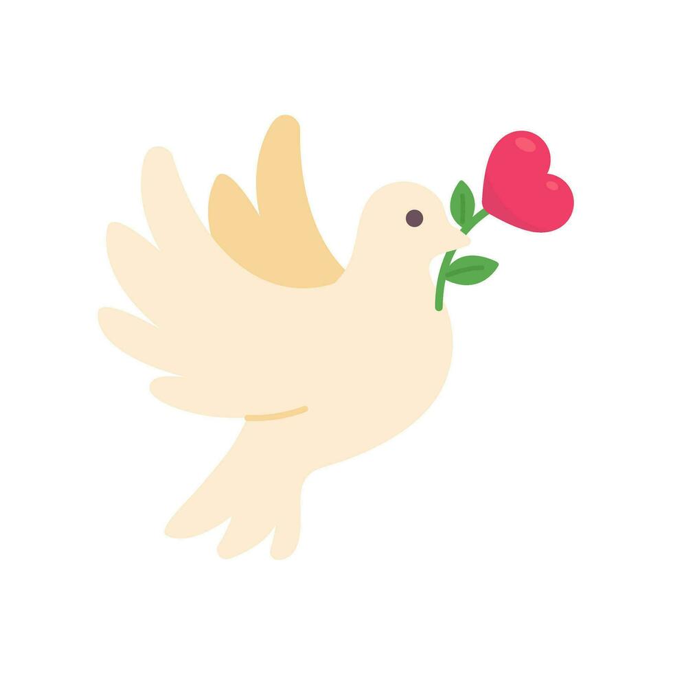 Weiß Taube halten ein Rose Herz das Konzept von liefern rein Liebe vektor