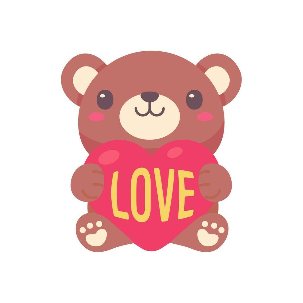 söt teddy Björn kramar röd kärlek hjärta särskild gåva på hjärtans dag vektor