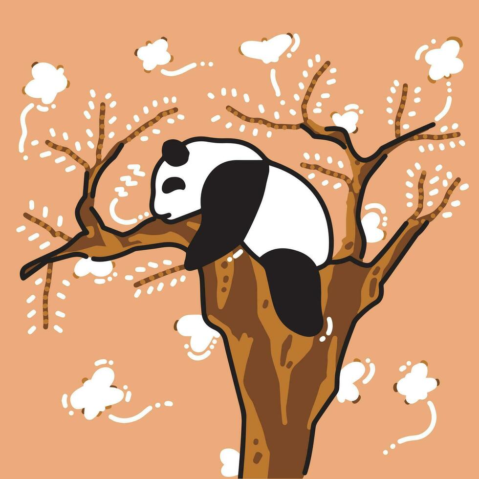 ein wenig Panda schläft auf ein Baum vektor
