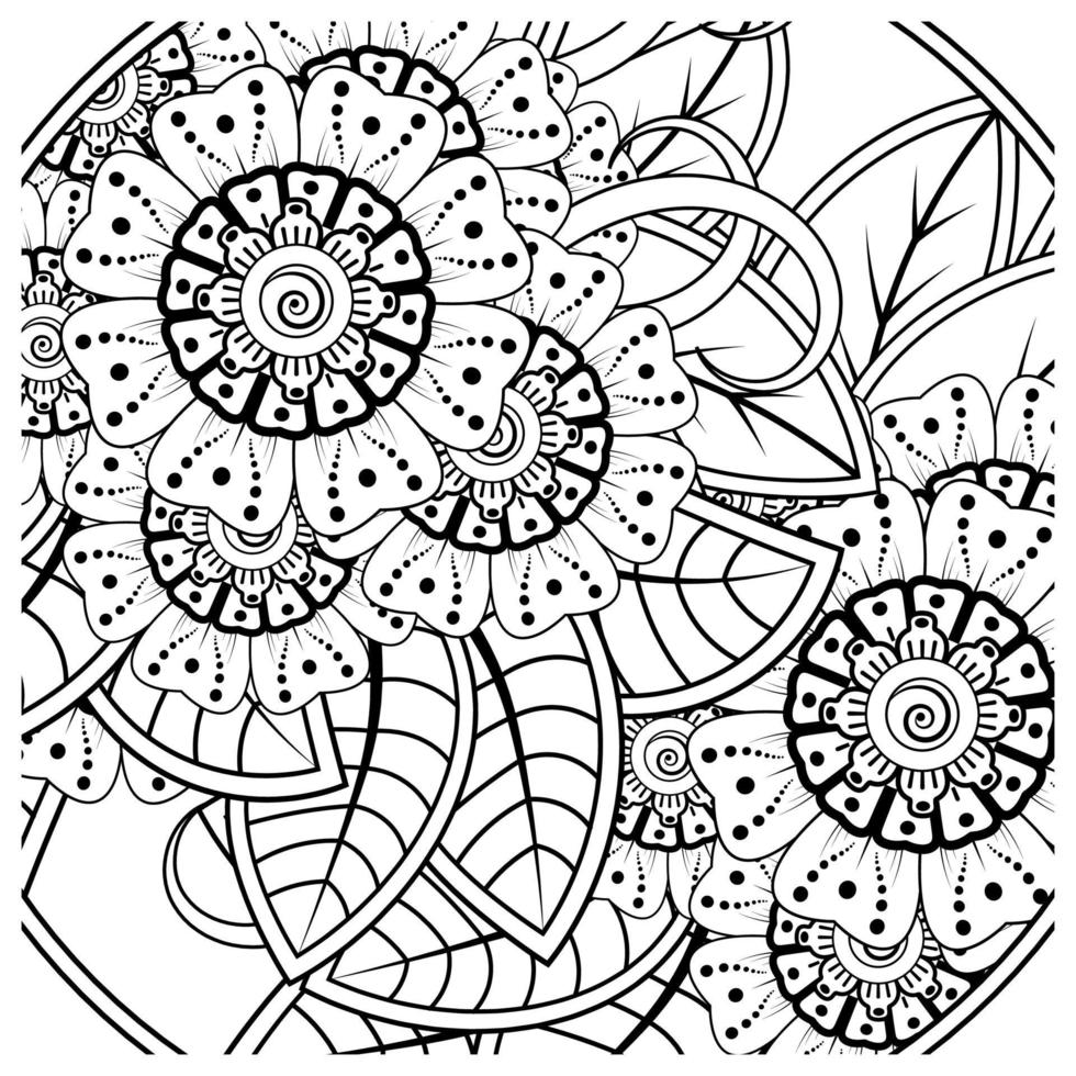 Mehndi Blume dekorative Ornament im ethnischen orientalischen Stil, Doodle Ornament, Umriss Hand zeichnen. Malbuchseite. vektor