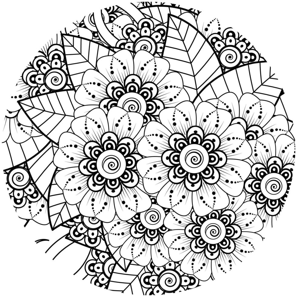 Mehndi Blume dekorative Ornament im ethnischen orientalischen Stil, Doodle Ornament, Umriss Hand zeichnen. Malbuchseite. vektor