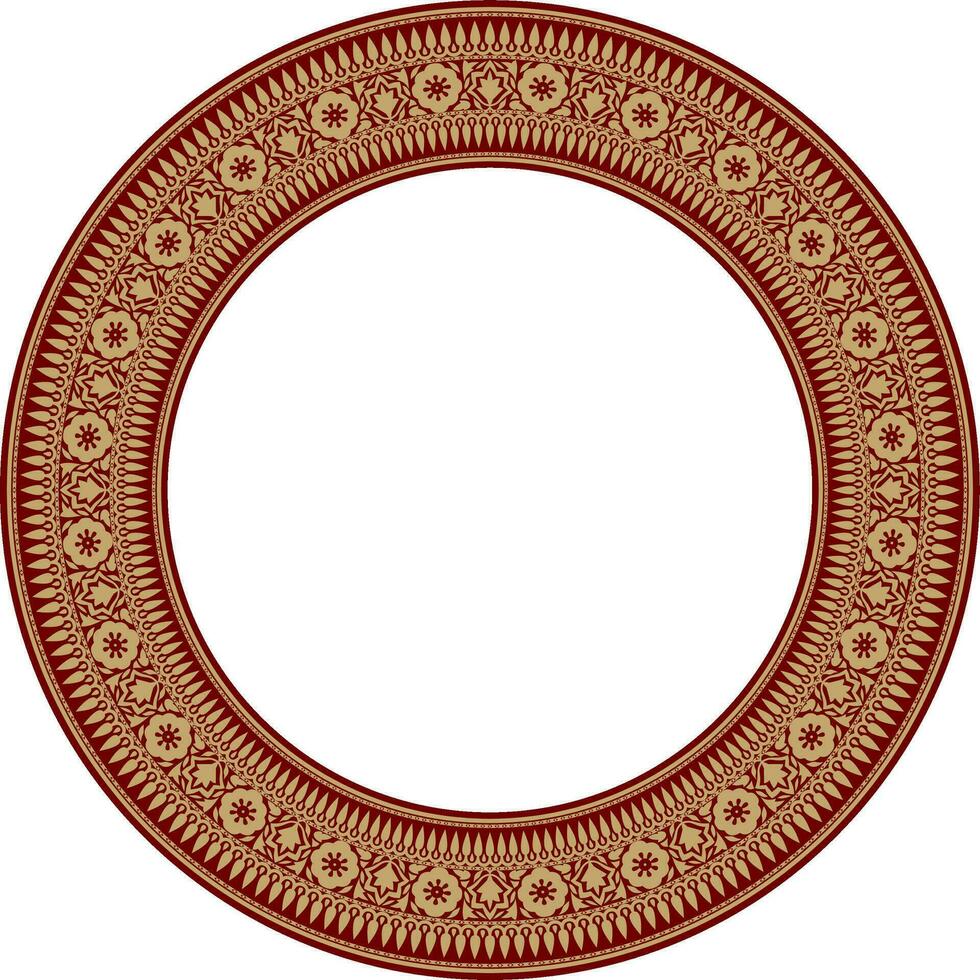 Vektor runden National indisch Ornament. rot mit schwarz Kreis Grenze, rahmen, Ring