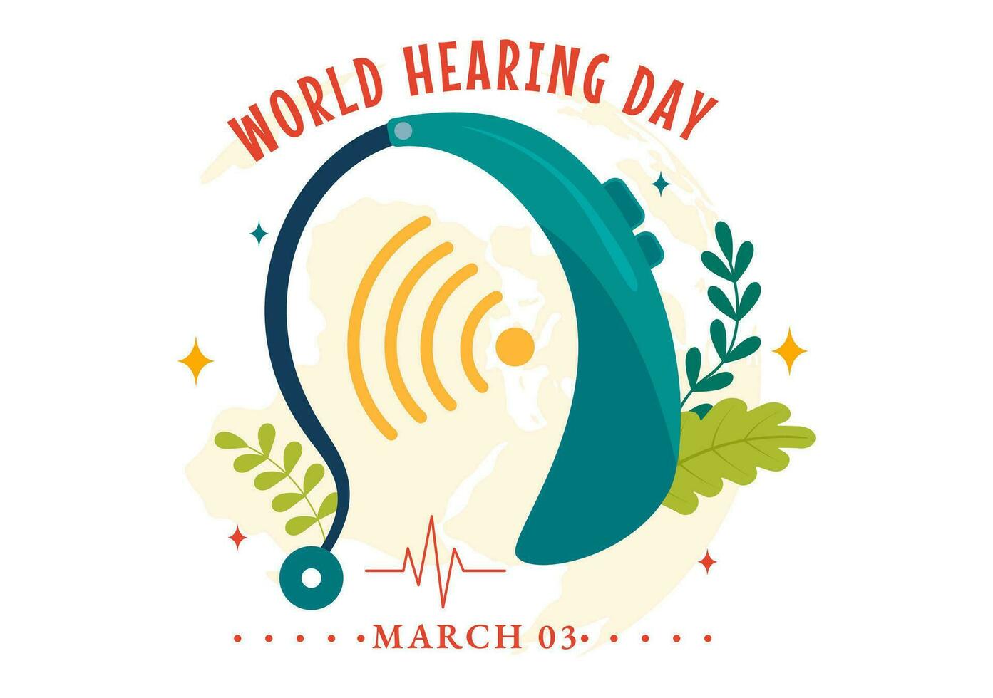 Welt Hören Tag Vektor Illustration auf 3 März zu erziehen Bewusstsein auf Wie zu verhindern Taubheit und Ohr Behandlung im eben Gesundheitswesen Hintergrund