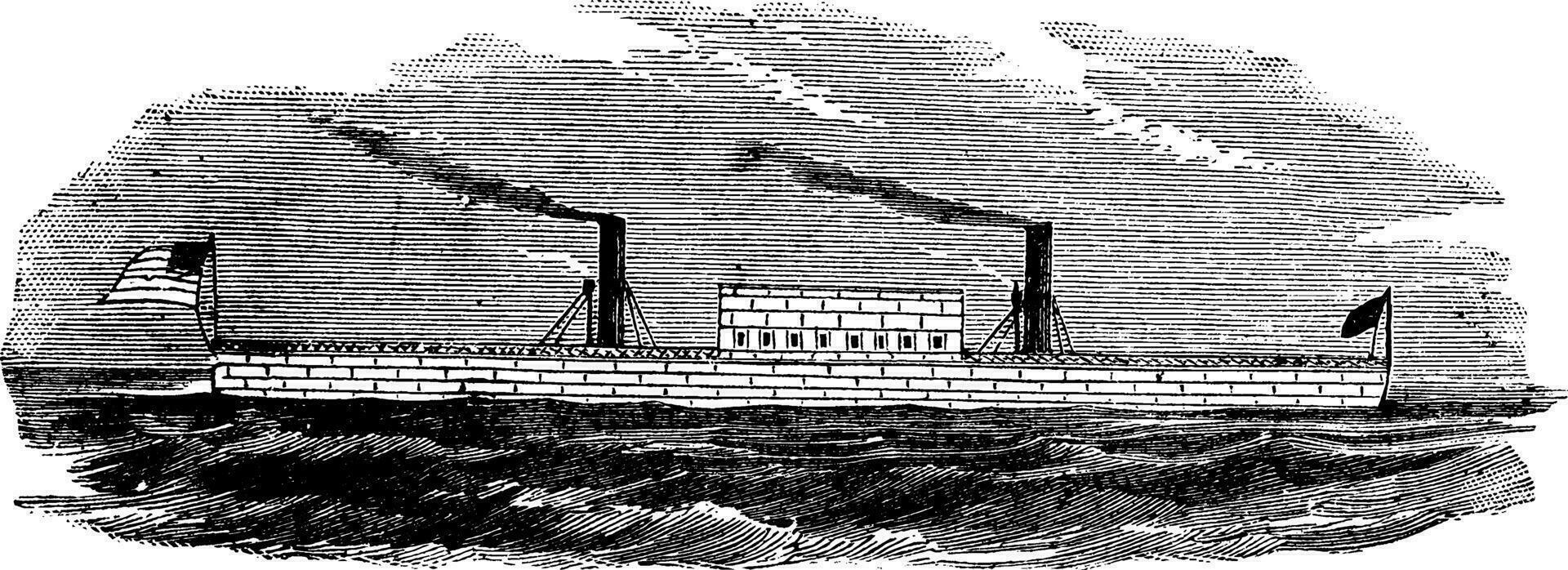 Stevens eisern gekleidet schwebend Batterie, Jahrgang Illustration. vektor