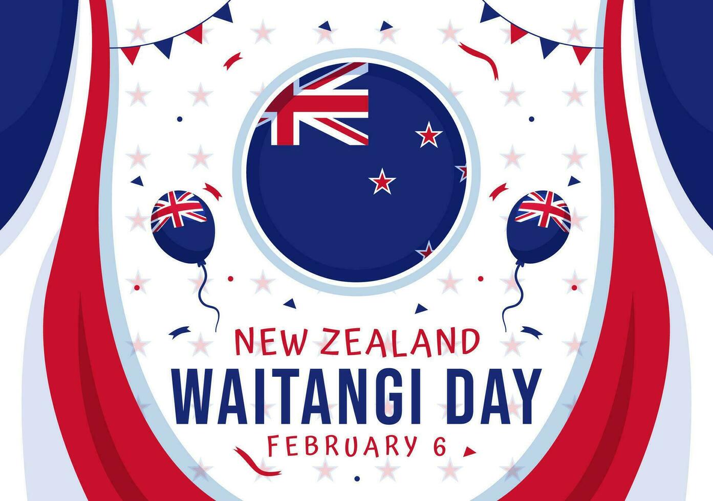 glücklich Waitangi Tag Vektor Illustration auf Februar 6 mit Neu Neuseeland Flagge und Karte im National Urlaub eben Karikatur Hintergrund Design