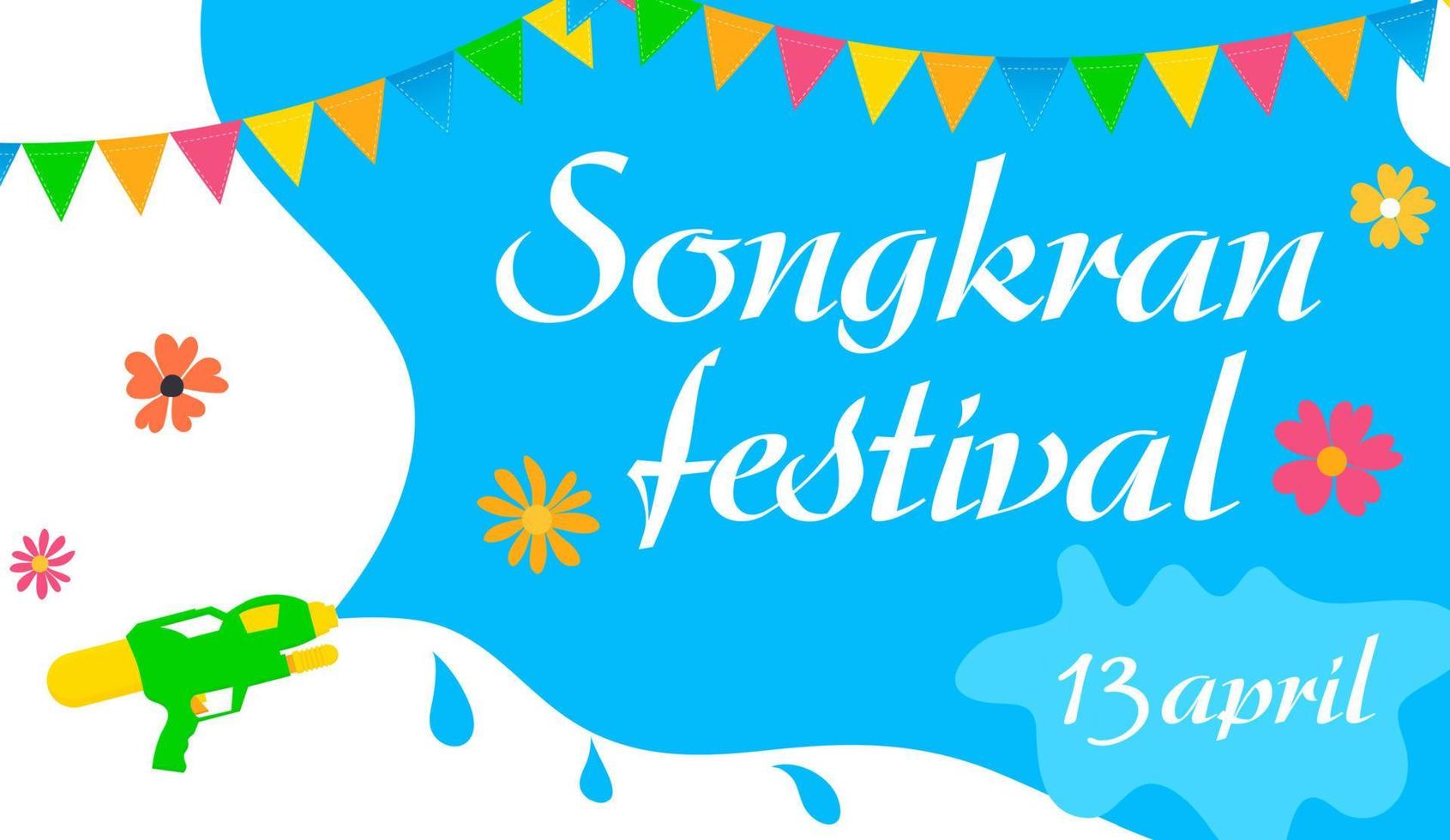 songkran thailand vatten festival party banner för sommar fest. thailändsk nationell kultur. vektor illustration
