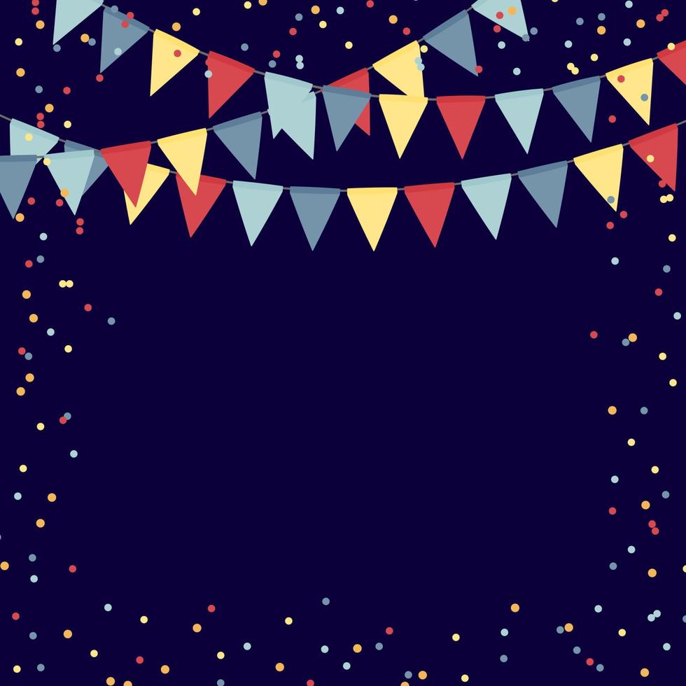 Party Urlaub abstrakte Hintergrundvorlage mit Flaggengirlanden und Konfetti. Vektor-Illustration vektor