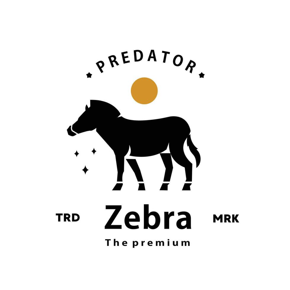 årgång retro hipster zebra logotyp vektor översikt silhuett konst ikon