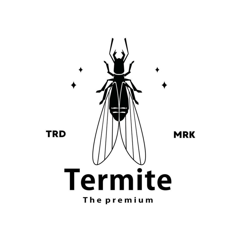 Jahrgang retro Hipster Termite Logo Vektor Gliederung Silhouette Kunst Symbol