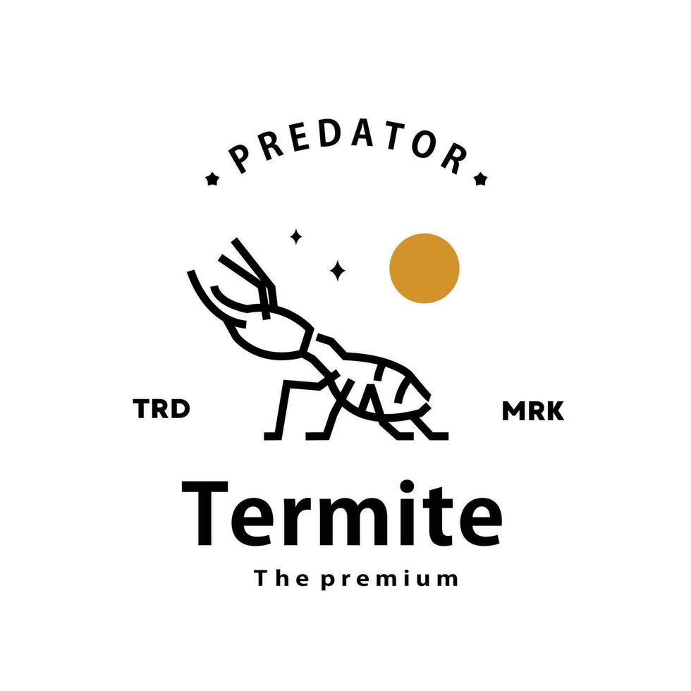 årgång retro hipster termit logotyp vektor översikt monoline konst ikon