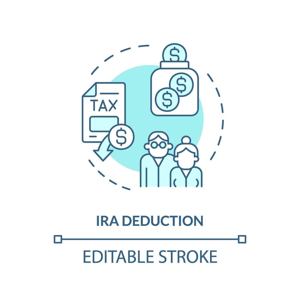 irs Abzug Sanft Blau Konzept Symbol. Individuell Pensionierung Konto. MwSt Erleichterung. Art von finanziell Nutzen. runden gestalten Linie Illustration. abstrakt Idee. Grafik Design. einfach zu verwenden im Blog Post vektor