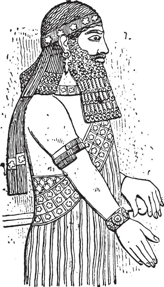 assyriska, årgång gravyr. vektor