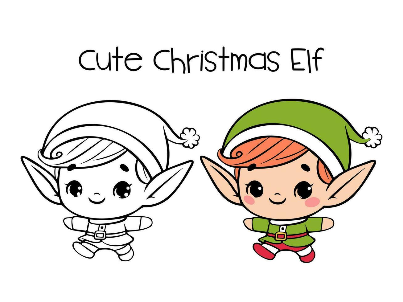 süß Weihnachten Elf, Weihnachtsmänner Helfer. vektor