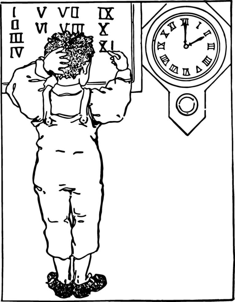 erzählen Zeit 200 Geschichte Problem Jahrgang Illustration. vektor